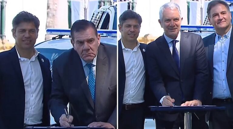 Mientras ajusta en educación, Kicillof reparte $ 1.700 millones para patrulleros y balas