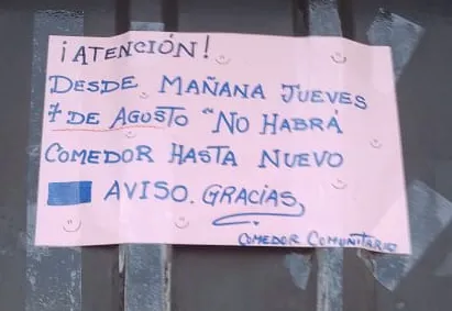 Cerró el comedor de Gruta de Lourdes y más de cien vecinos quedaron sin su único plato del día