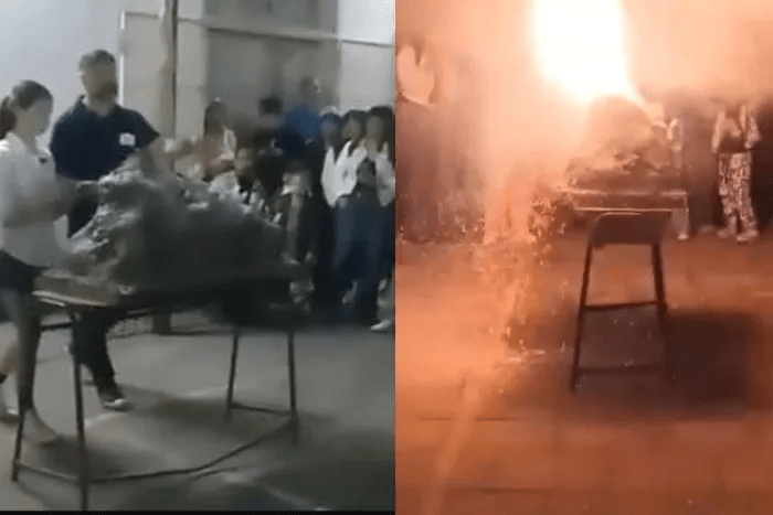 Una feria de ciencias terminó en tragedia tras la explosión de un volcán.