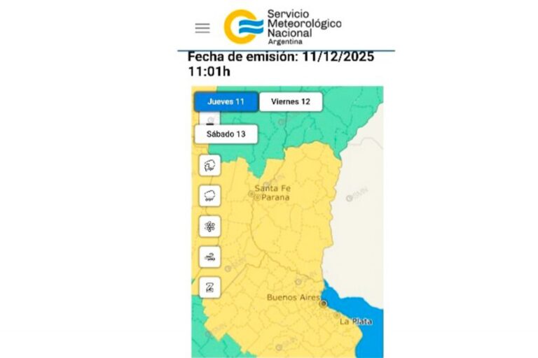 Emitieron alerta amarillo por tormentas para este jueves en todo el territorio provincial