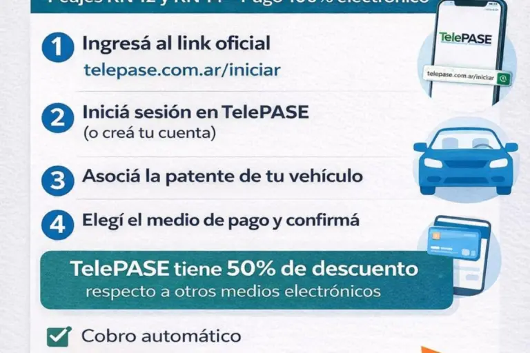 Cómo adherir al Telepase para los nuevos peajes en rutas 12 y 14