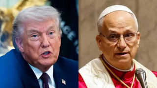Donald Trump y el papa León XIV en imágenes separadas.