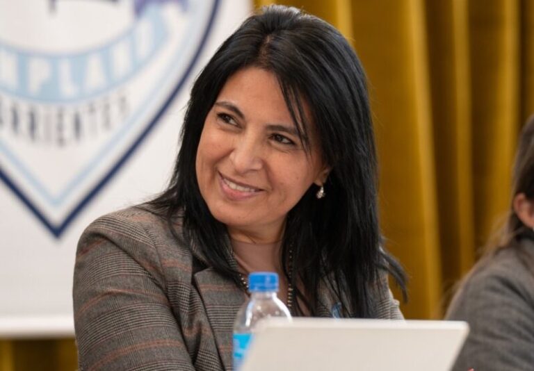 Ministra de Educación de Corrientes, Ana Miño, durante la presentación del plan integral de matemáticas