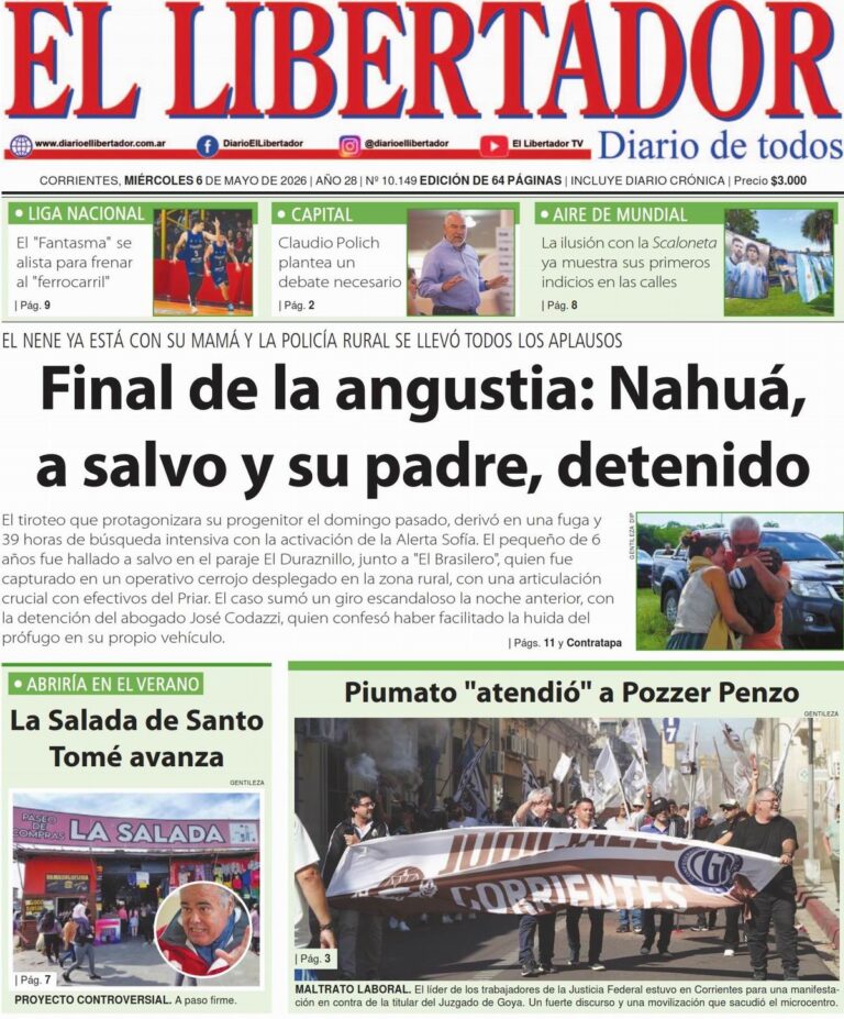 Portada digital del Diario El Libertador del 6 de mayo de 2026
