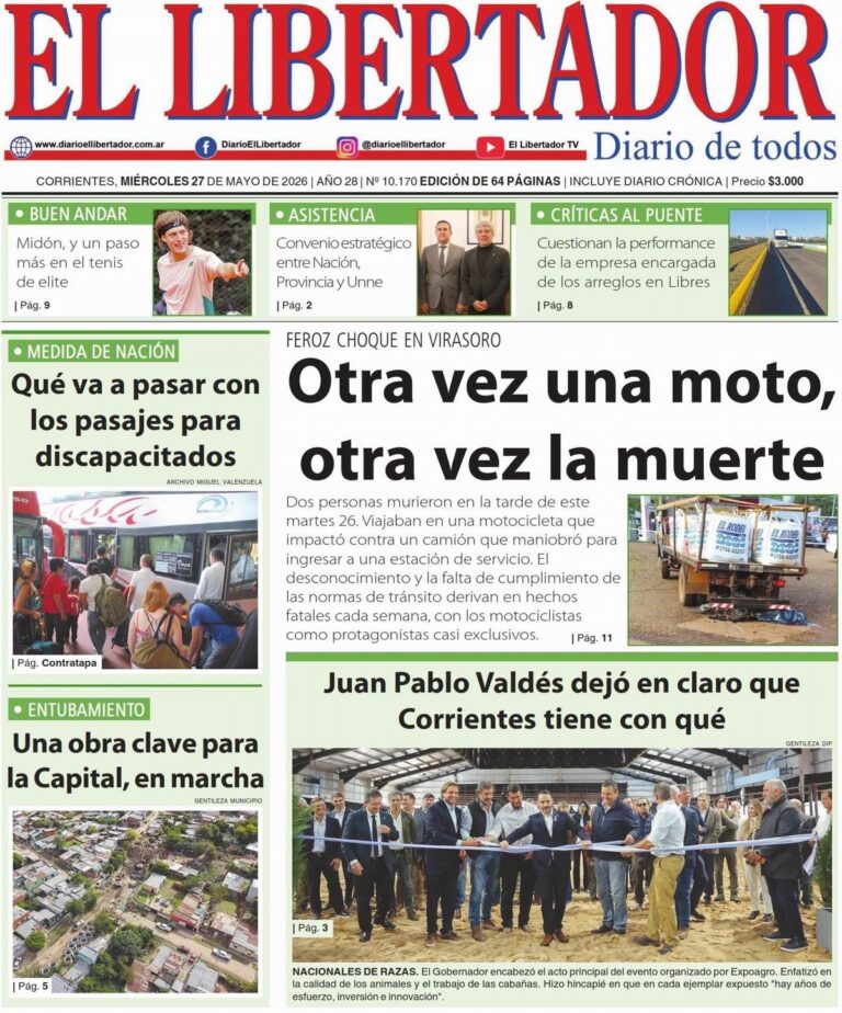 Tapa y contratapa del diario del 27 de mayo de 2026