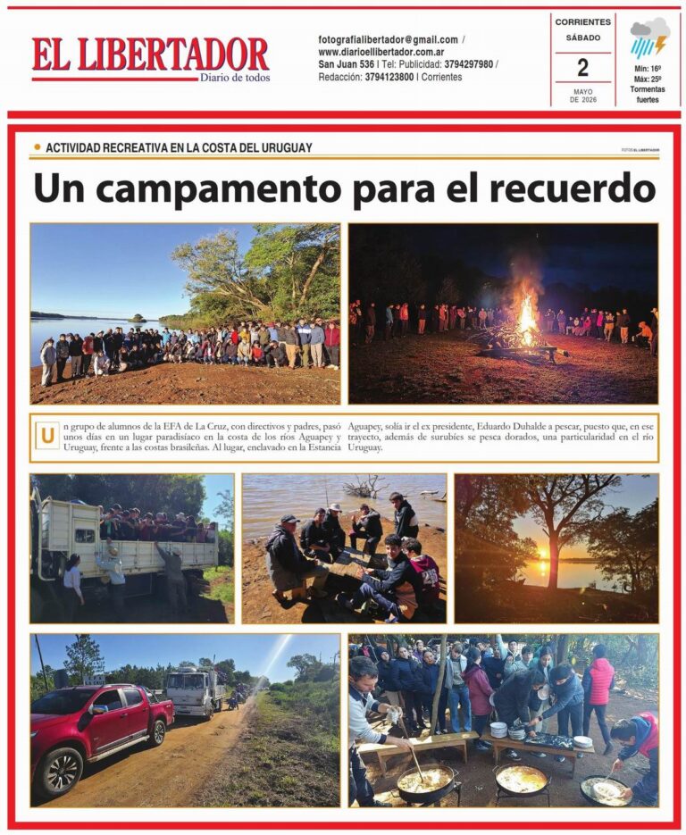 Tapa y contratapa del Diario El Libertador de Corrientes del 2 de mayo de 2026