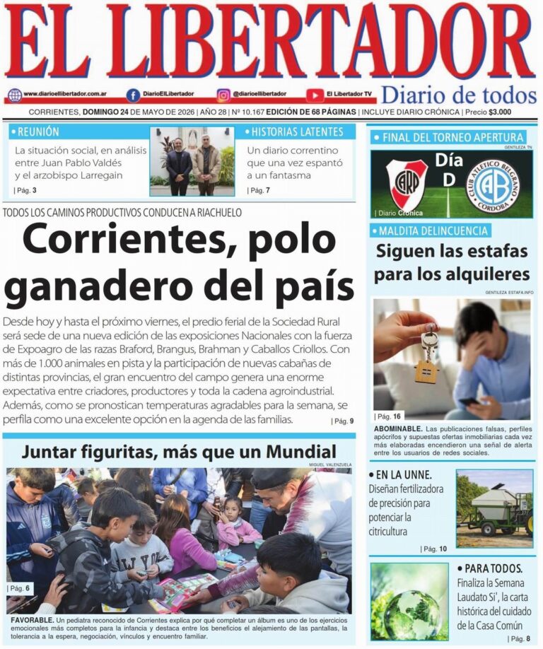 Tapa y contratapa del diario del 24 de mayo de 2026