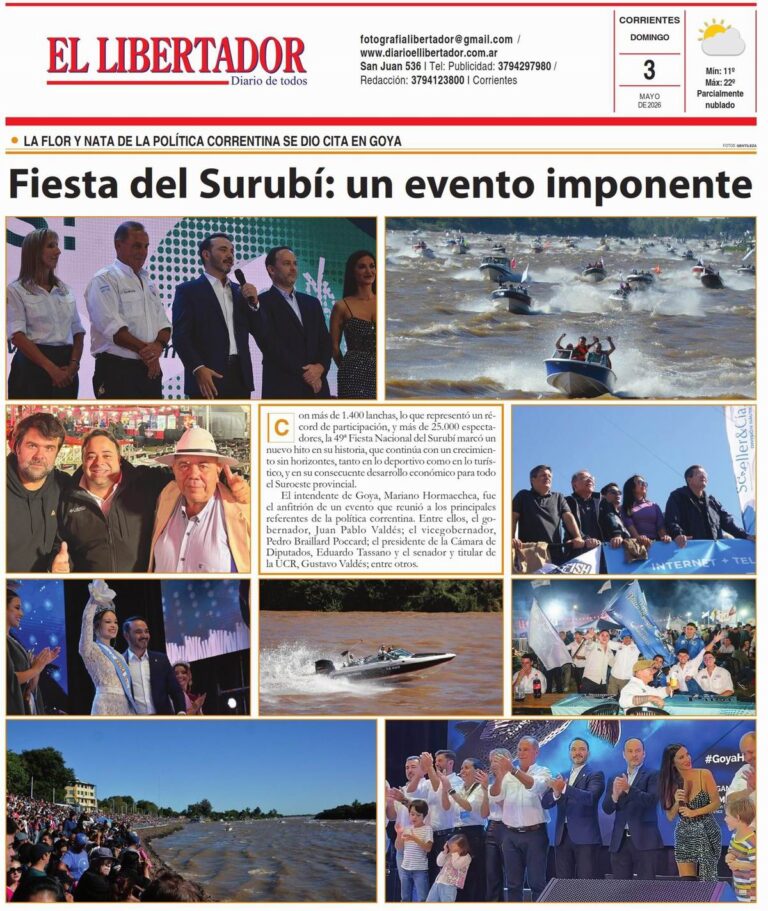 Tapa y contratapa del Diario El Libertador del 3 de mayo de 2026