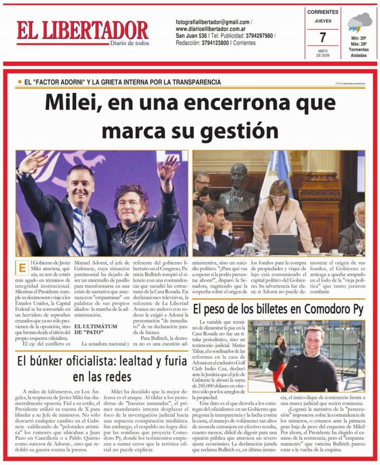 Tapa y contratapa del diario del 7 de mayo de 2026