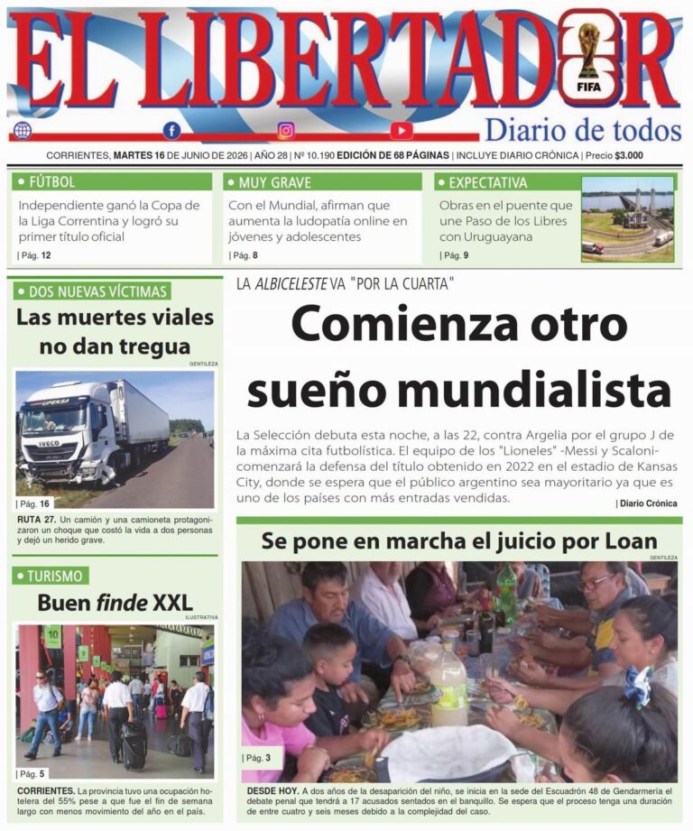 Resumen informativo del 16 de junio de 2026 en la provincia de Corrientes