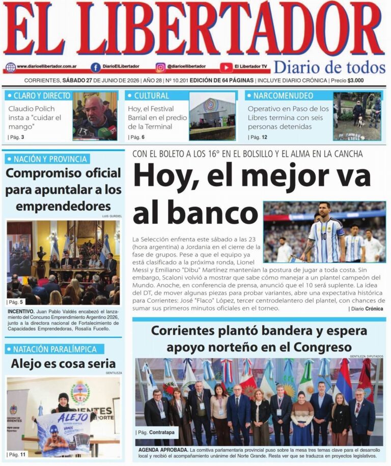 Resumen de noticias del 27 de junio de 2026 en Corrientes