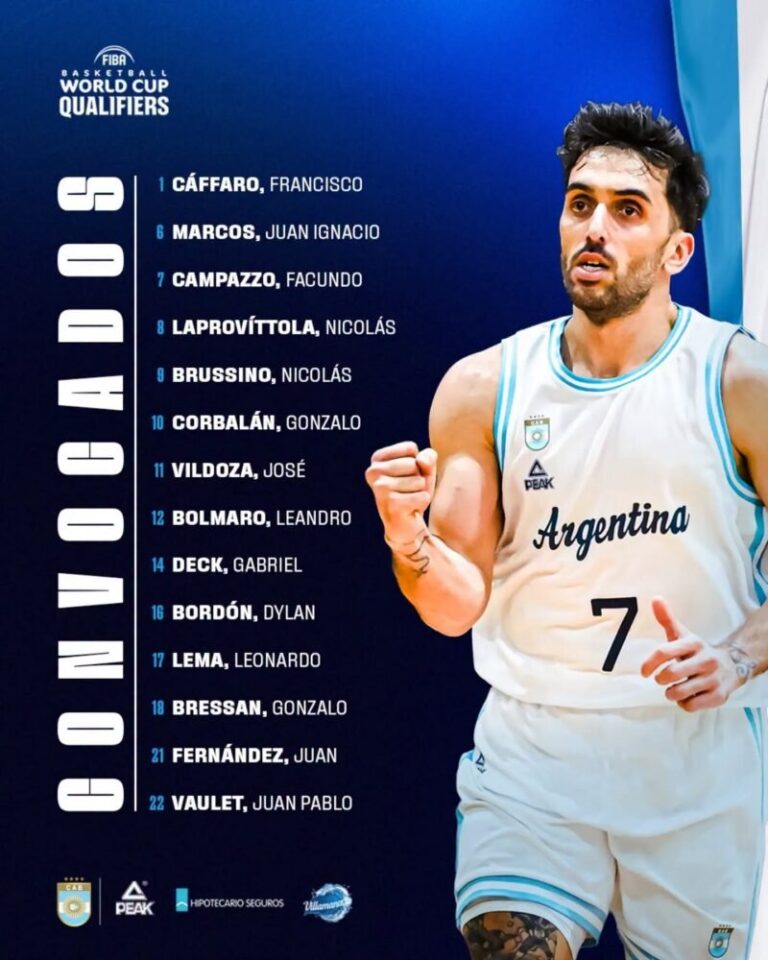 Jugador de básquet con la camiseta de la Selección Argentina