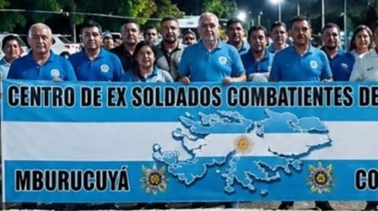 Caravana de ex combatientes en Mburucuyá durante el Congreso Provincial de Ex Combatientes de Malvinas