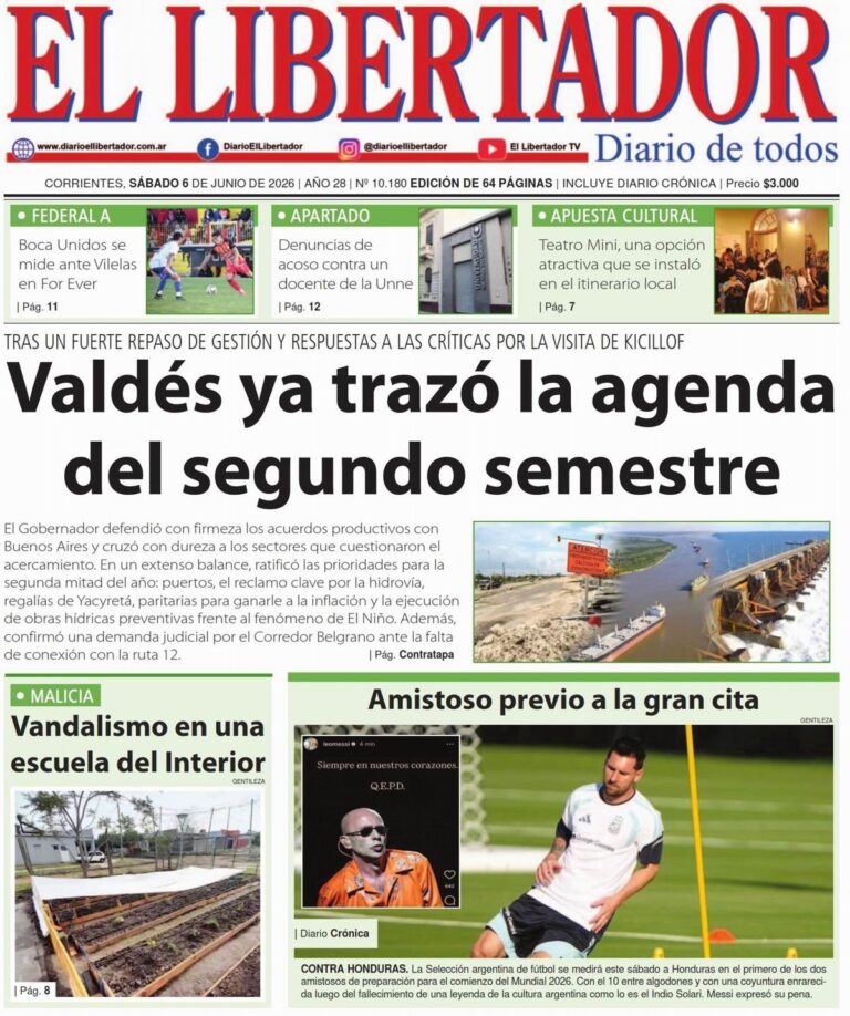 Portada y contratapa del diario Redacción Litoral del 6 de junio de 2026