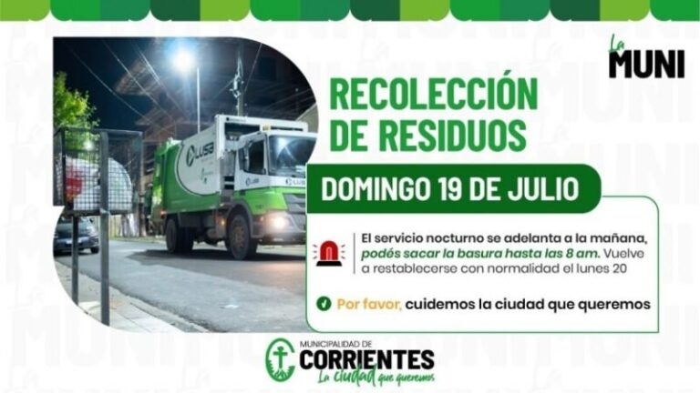 Camión recolector de residuos en la ciudad de Corrientes