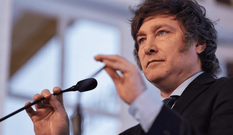 Imagen del presidente Javier Milei durante la presentación del proyecto de reforma electoral