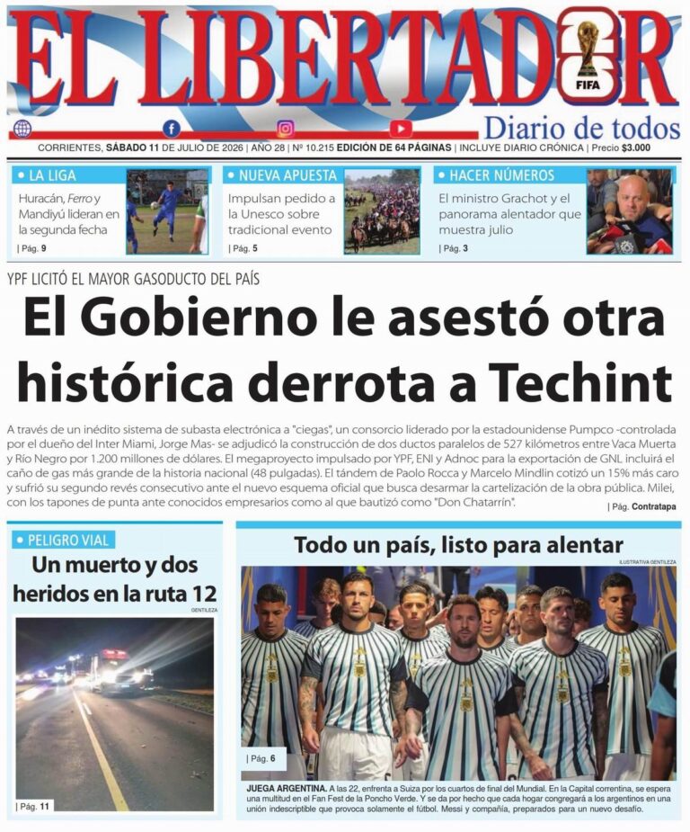 Edificio de la Casa de Gobierno de Corrientes durante la jornada del 11 de julio de 2026