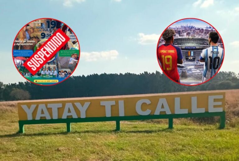 Cartel de postergación del Encuentro de Jinetes en Yatay Tí Calle por lluvias