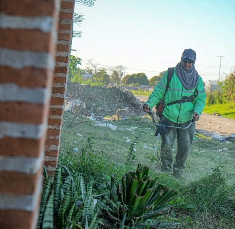 Operativo de limpieza en el barrio Hipódromo de Corrientes