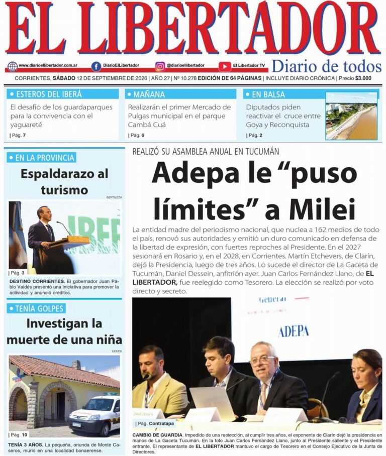 Portadas y contraportadas de los diarios de Corrientes del 12 de septiembre de 2026