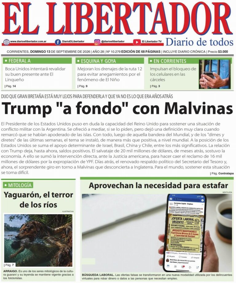 Tapa y Contratapa 13 de septiembre de 2026