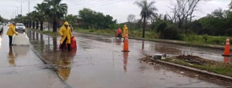 Camioneta Volkswagen Saveiro chocada contra un poste de luz en la avenida Frondizi, Corrientes