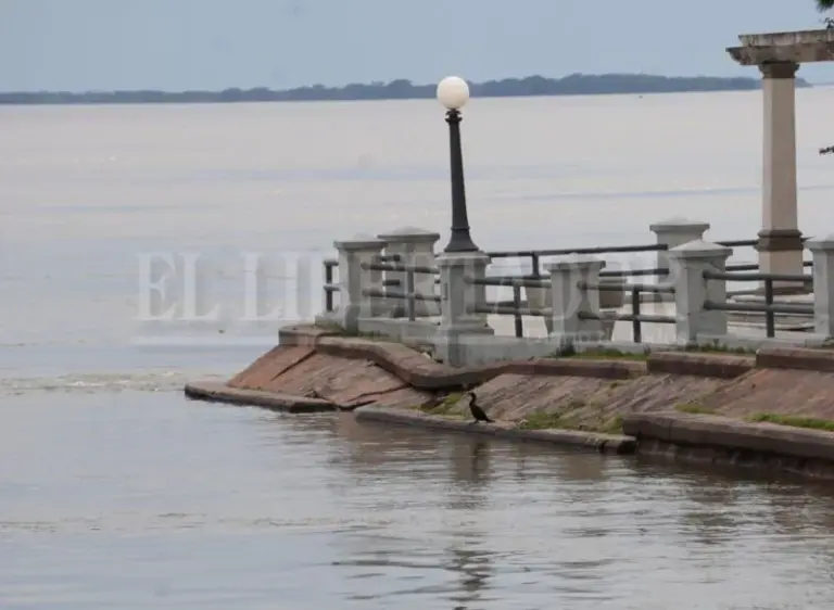Vista de la Punta San Sebastián desde el río Paraná, donde se observa un socavamiento en la base de la estructura.