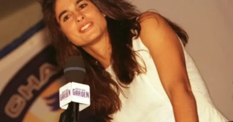 Gabriela Sabatini durante una conferencia de prensa