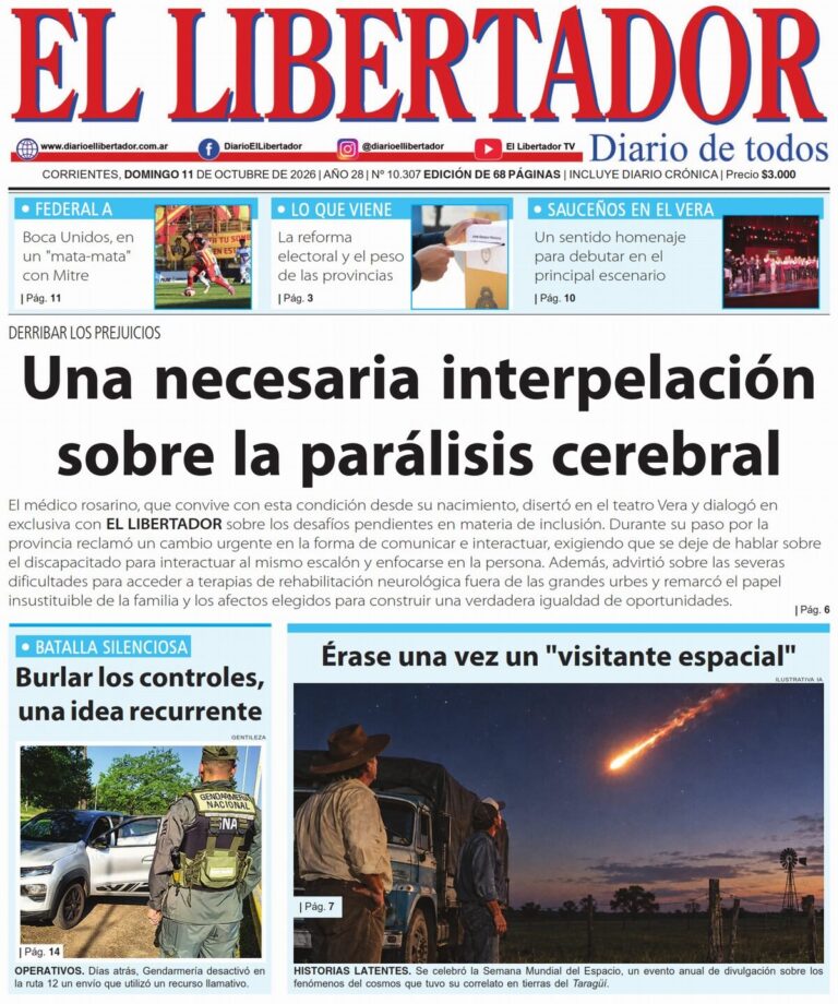 Tapas y contratapas de los diarios de Corrientes del 11 de octubre de 2026