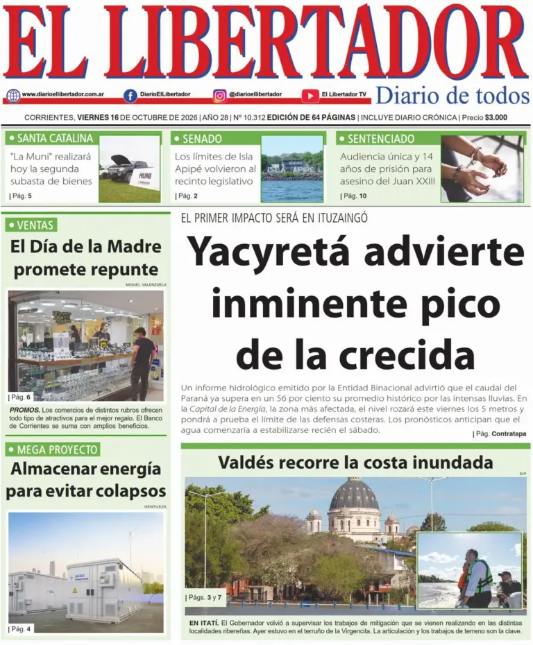Tapas de diarios de Corrientes y nacionales del 16 de octubre de 2026