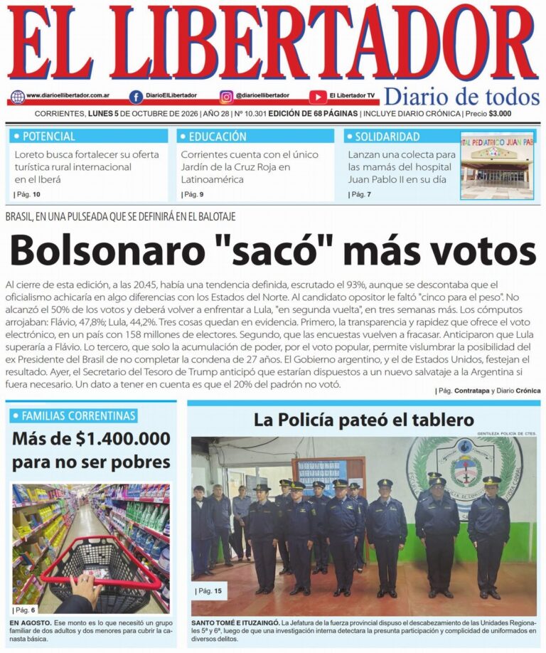 Portada del diario con titulares del 5 de octubre de 2026