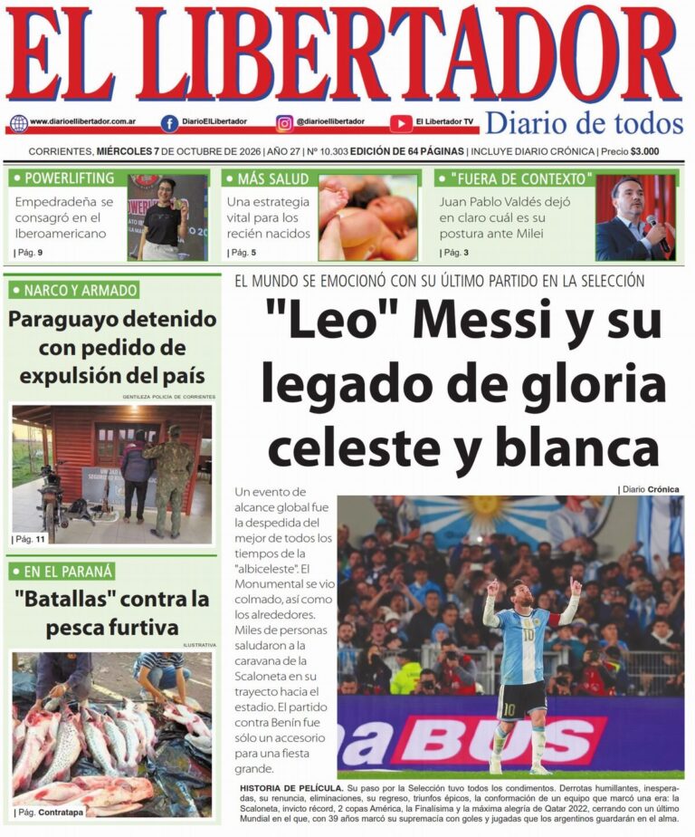 Portadas de diarios de Corrientes del 7 de octubre de 2026