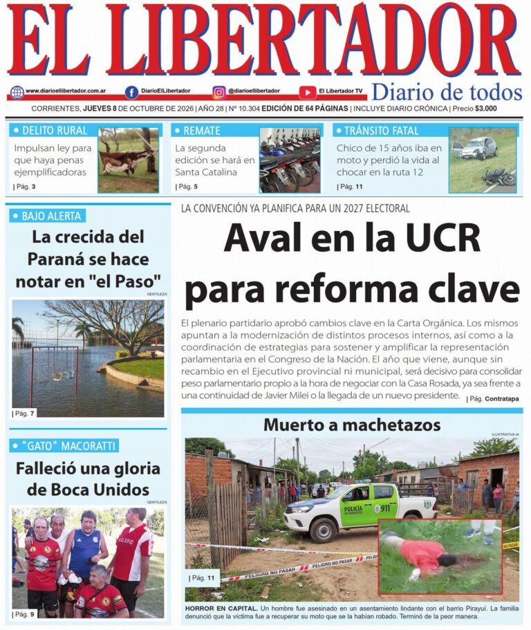 Portadas de diarios de Corrientes del 8 de octubre de 2026