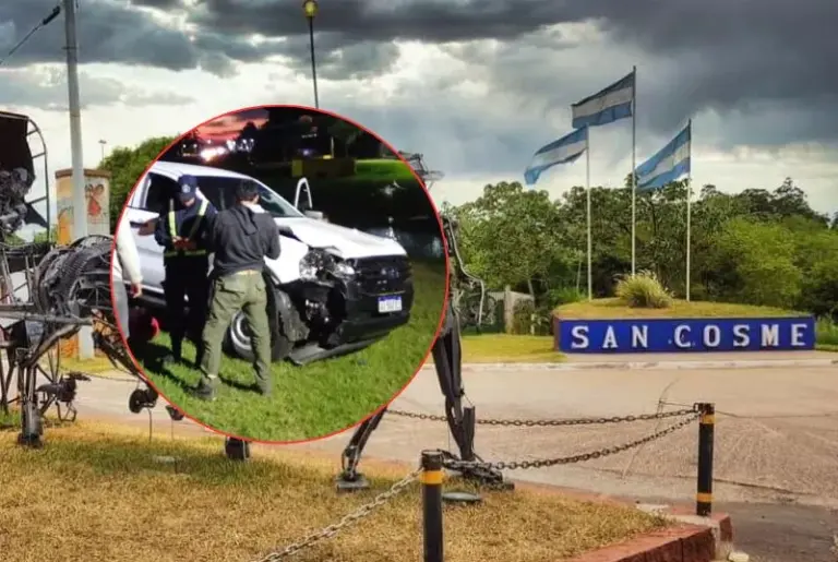 Choque entre una camioneta y una moto en Ruta 12, San Cosme